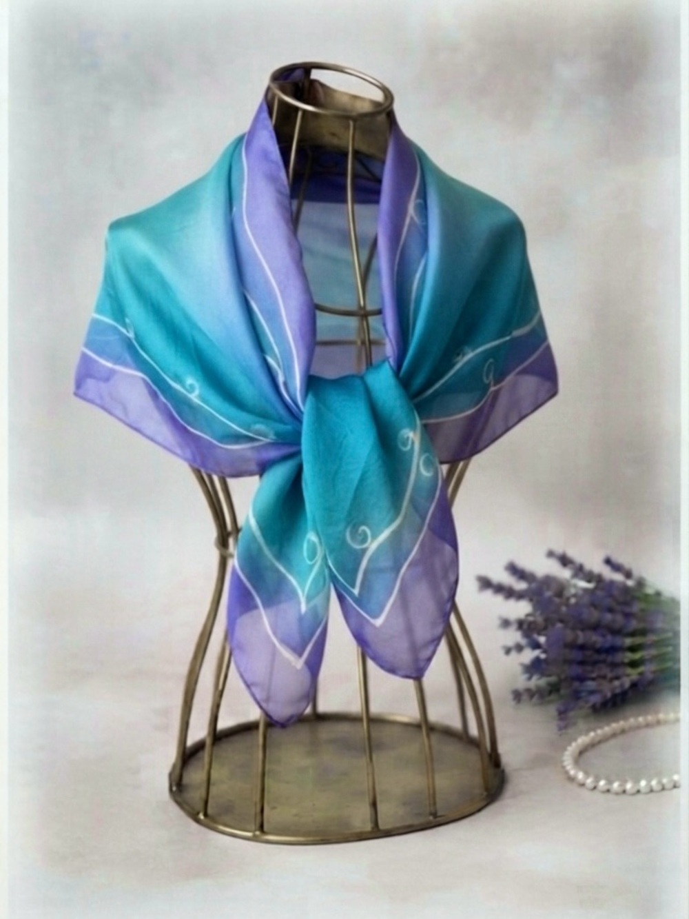 Gottex Sarong Pareo Ombre Blue Resortwear Luxury Beach Coverup Scarf